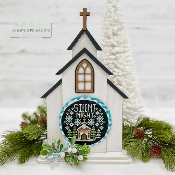 City Chapel Cross Stitch Display – Unfinished Wood