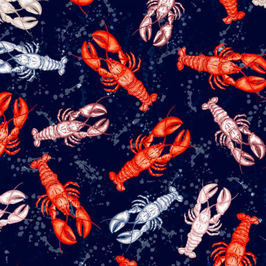 QT Fabrics This & That Lobsters Navy 27249-N | SOLD BY THE HALF-YARD