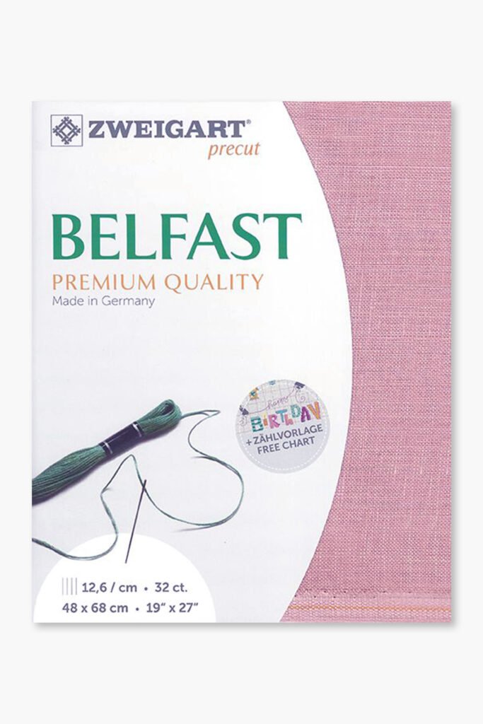 ZWEIGART Belfast 3609 – Tessuto di lino pretagliato 32 count – Colore 4042 – (48 × 68 cm)