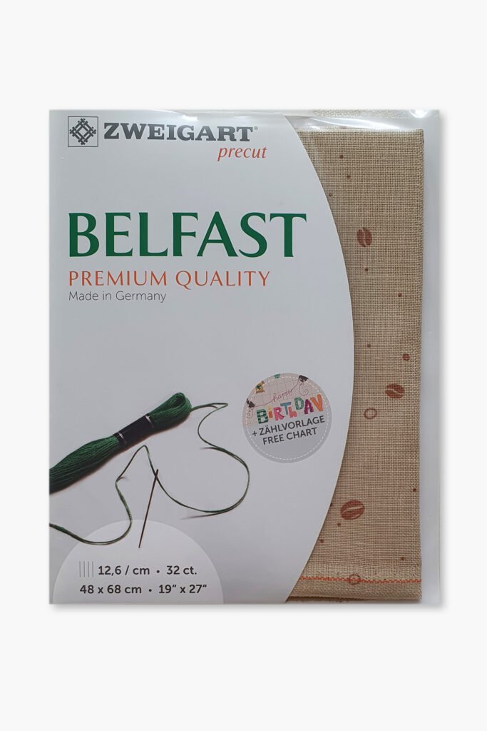 ZWEIGART Belfast 3609 – Tissu de lin prédécoupé 32 fils – Couleur 3239 – (48 × 68 cm)