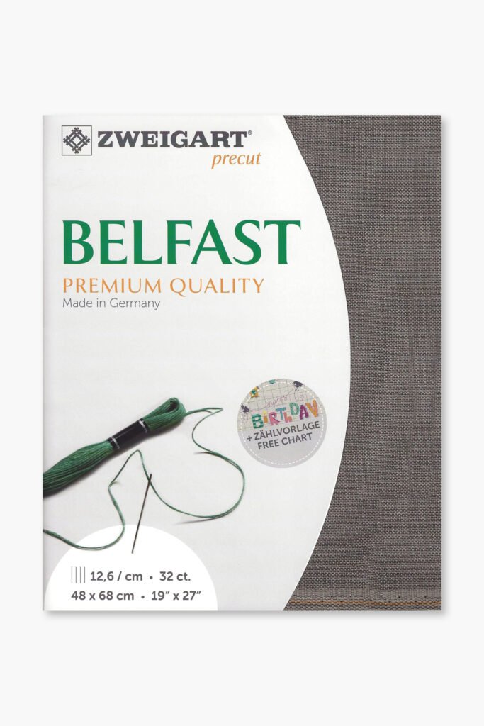 ZWEIGART Belfast 3609 – Tissu de lin prédécoupé 32 fils – Couleur 7025 – (48 × 68 cm)