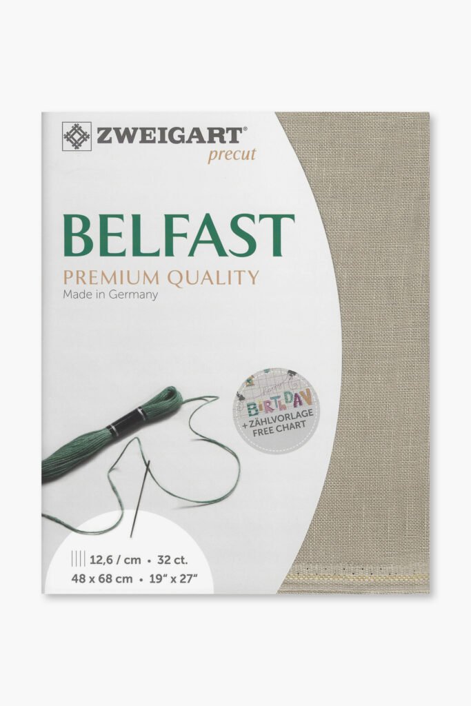 ZWEIGART Belfast 3609 – Precut Linen Fabric 32 Count – Colour 309 – (48 × 68 cm)