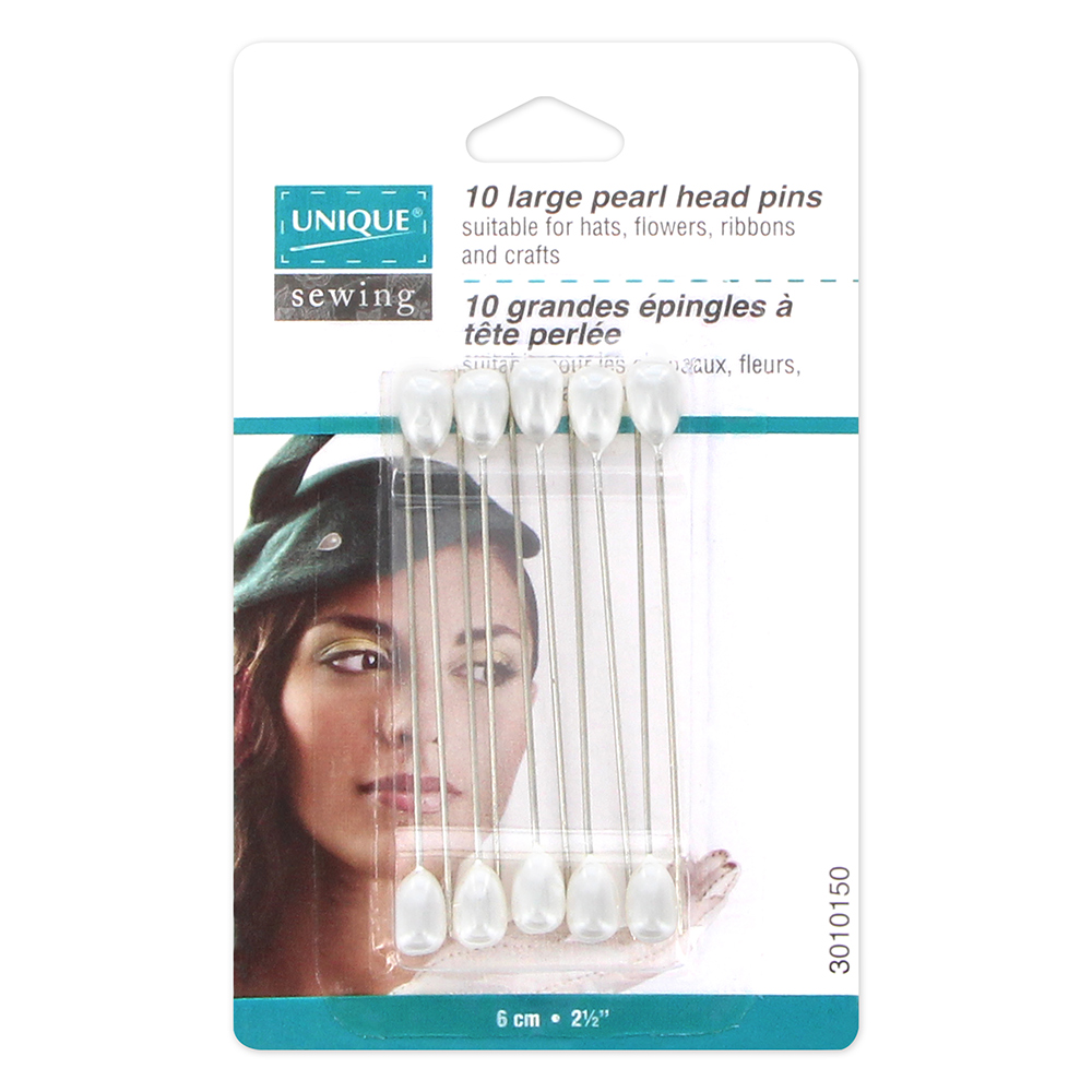 UNIQUE 2.5" Pearl Head Hat Pins 10pcs