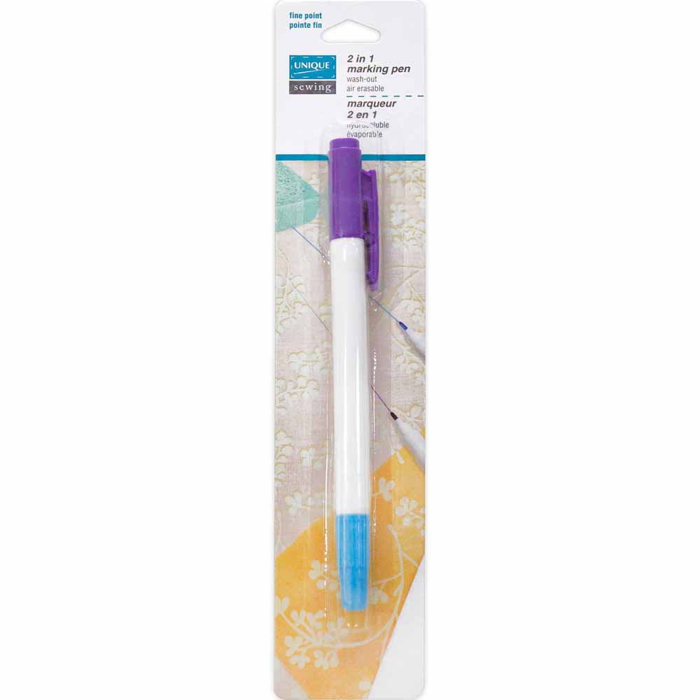 UNIQUE SEWING 2-in-1 Dual-Tip Wash-out/Air Erasable Marking Pen - Fine