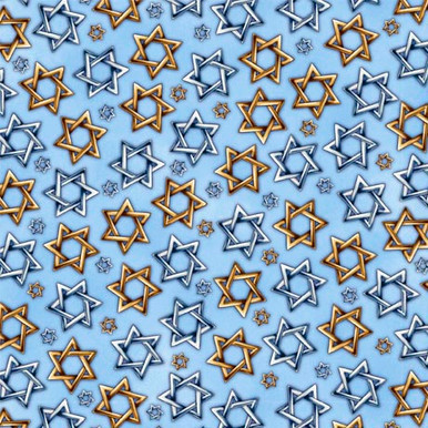 QT Fabrics Hanukkah Festival 30275-Blue Star of David Toss | SOLD BY THE HALF-YARD