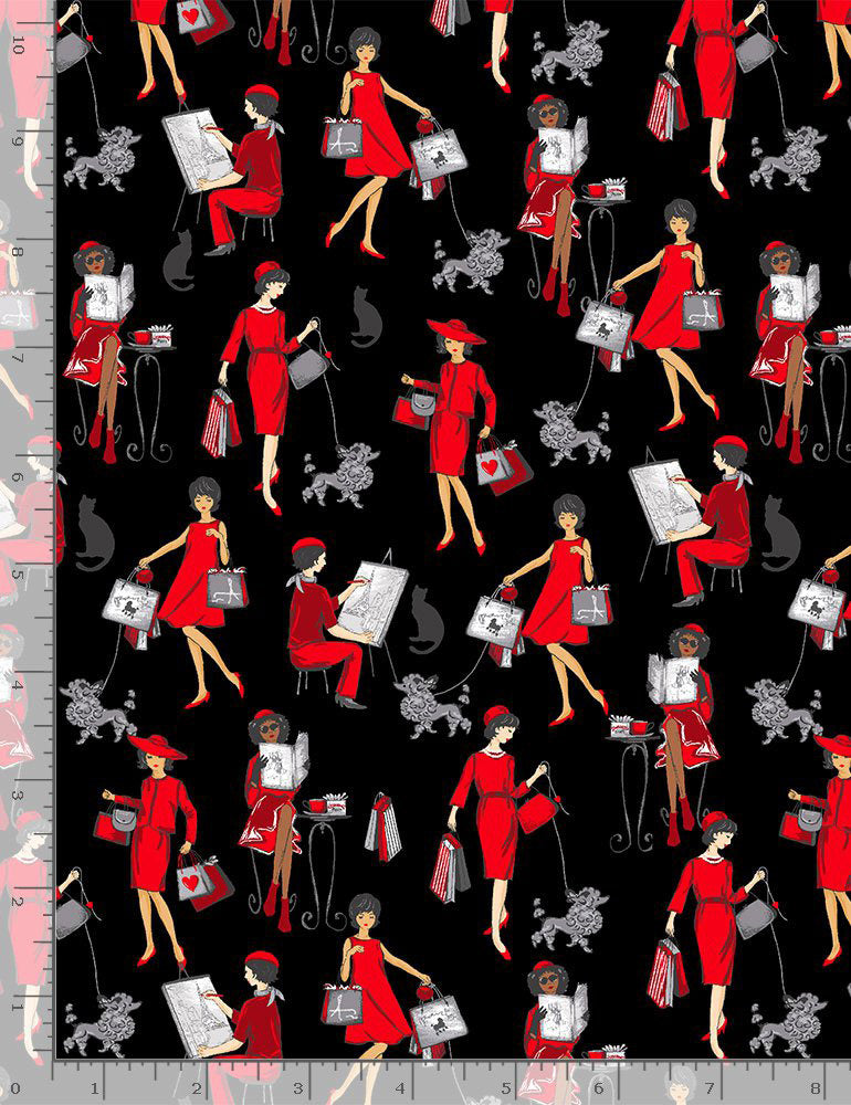 BonjourPARIS-C8688 BLACK Women in Red
