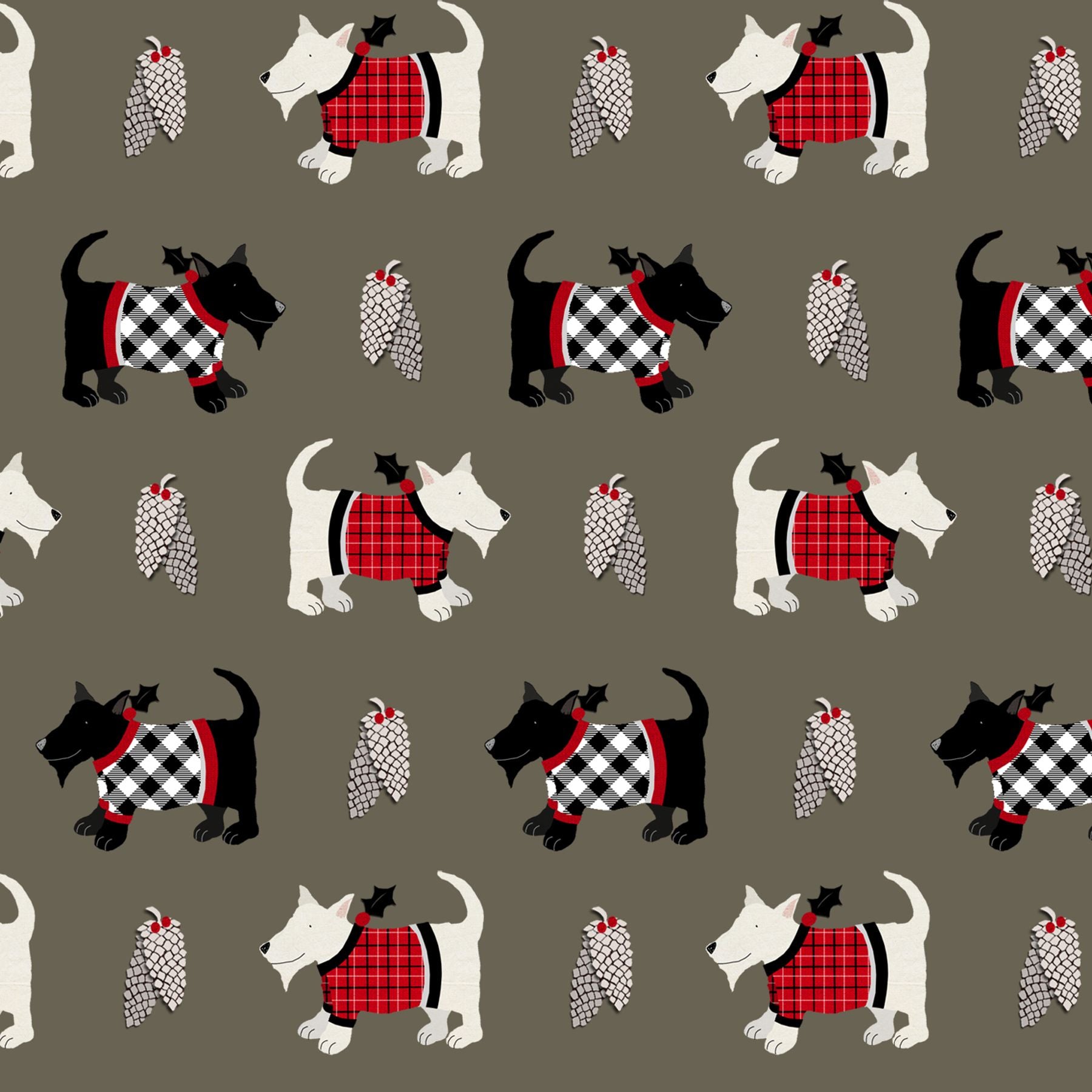 Holiday Road Trip 4676-90 Gray Scottie Dog Allover