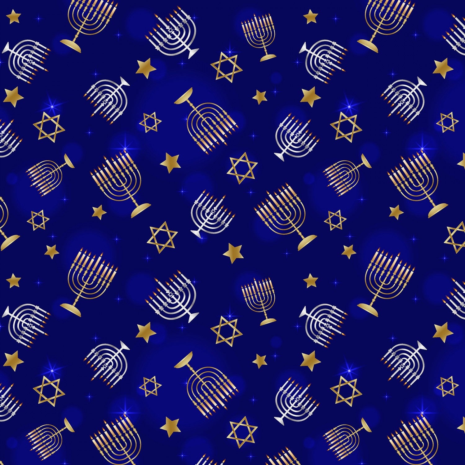 Festival of Lights 9947-55 Menorahs and Stars Navy