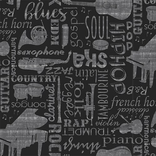 Let the Music Play 9719-99 Words Black
