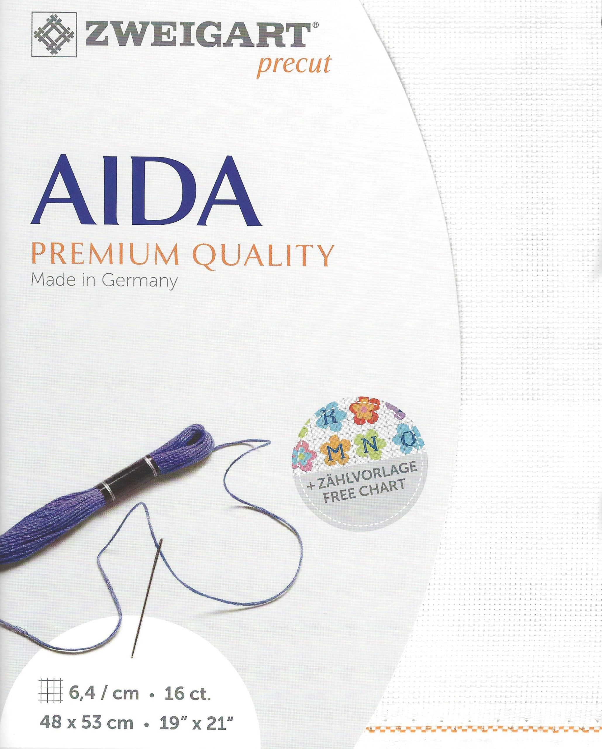 Zweigart AIDA 16Ct White Pre-cut