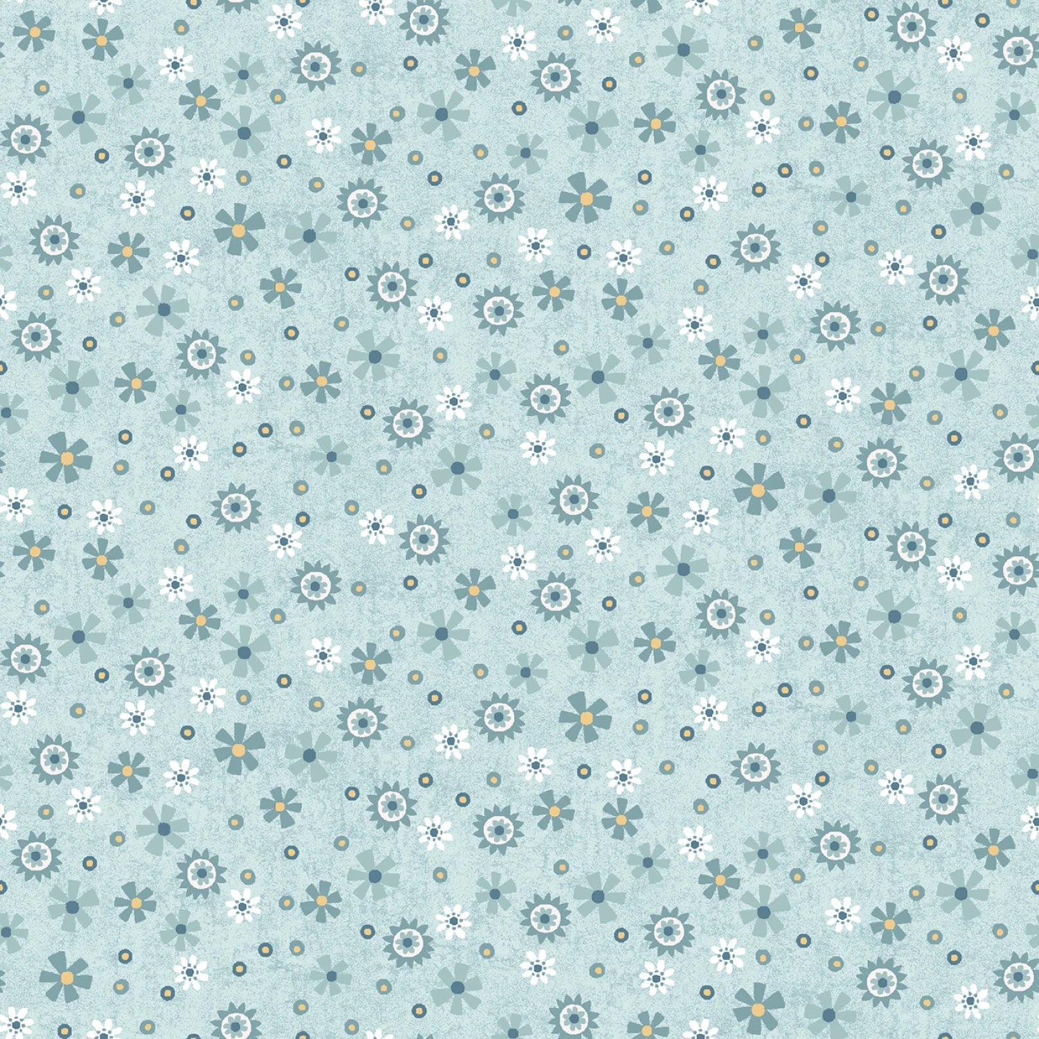 Norwegian Forest Pale Blue Calico Fabric Yardage