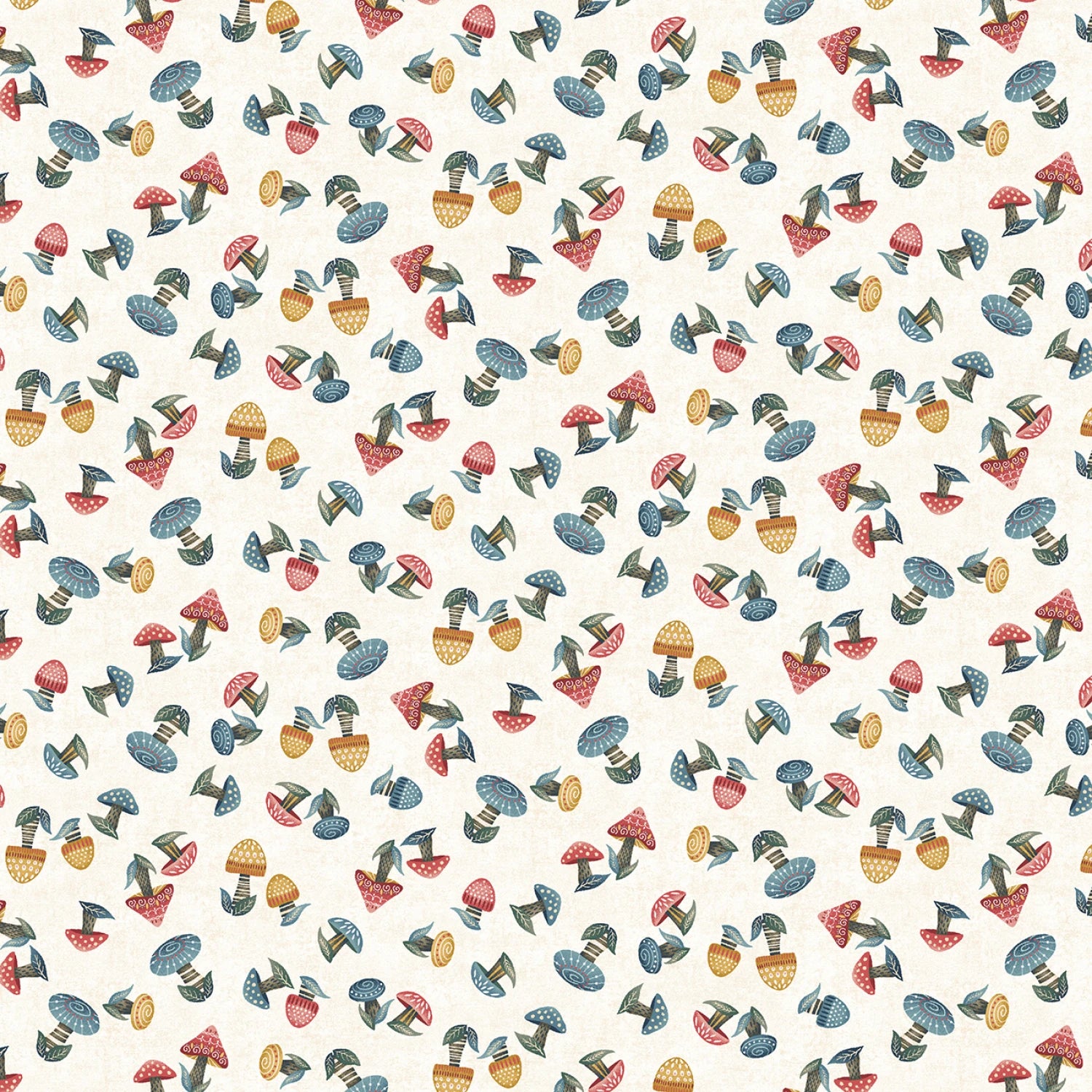 Norwegian Forest Cream Mushroom Fabric Yardage