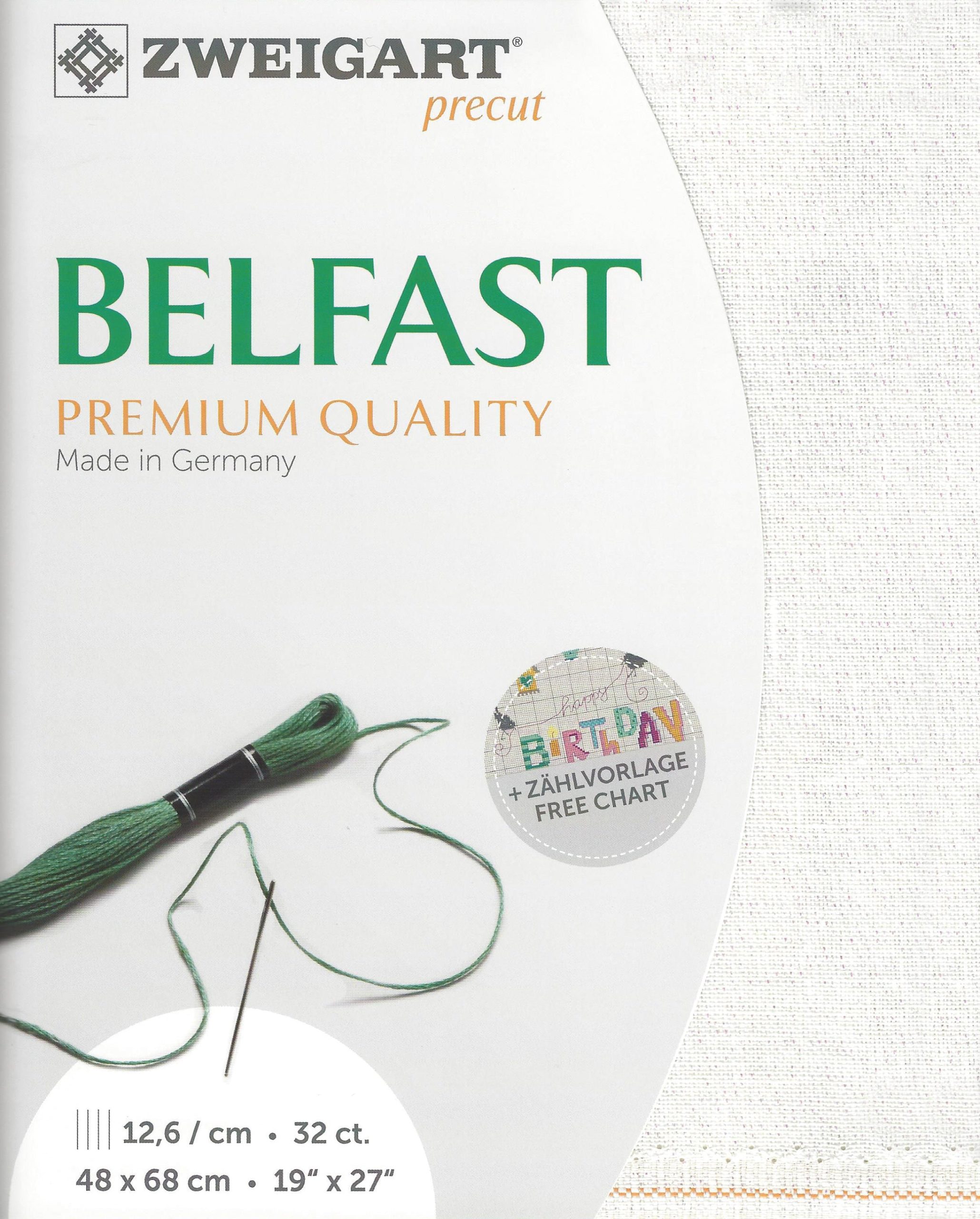 Zweigart Belfast 32Ct Opalescent (white) Linen Pre Cut