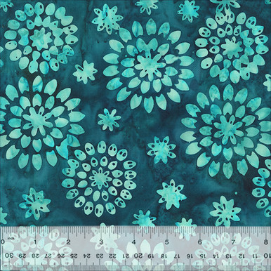 Anthology Batik JDJ Lagoon Mum Burst Dark Teal Batik by Jacqueline de Jonge | SOLD BY THE HALF-YARD