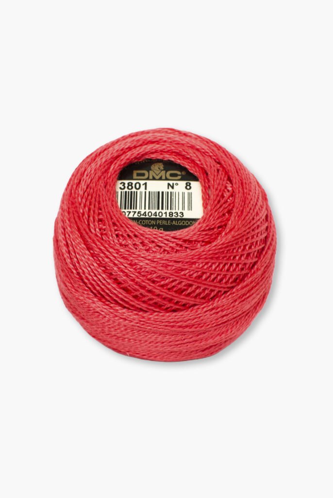 DMC Perlé No. 8 – Color 3801 – 100% Cotton – 10 g Thread Ball