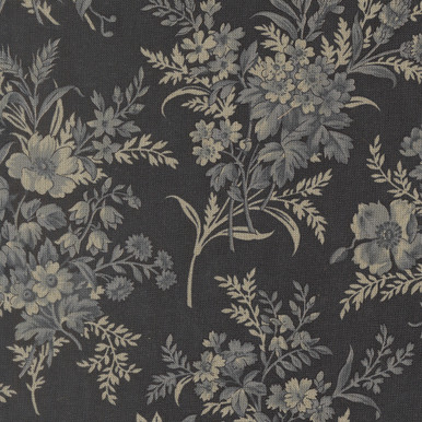 Breathtaking Blues by 3 Sisters for Moda - 44400 15L LINEN Bouquets Floral Midnight | SOLD BY THE HALF-YARD