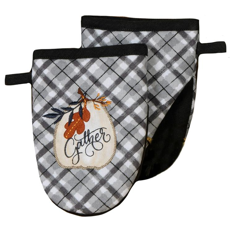 GRABBER MITT GINGHAM PUMPKIN