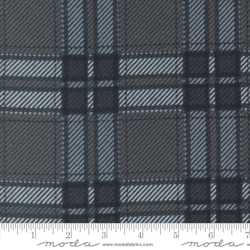 Farmhouse Flannels III Plaid Graphite and White Fabric Yardage