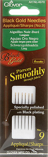 Clover Black Gold Applique/Sharps Needle - Size 9