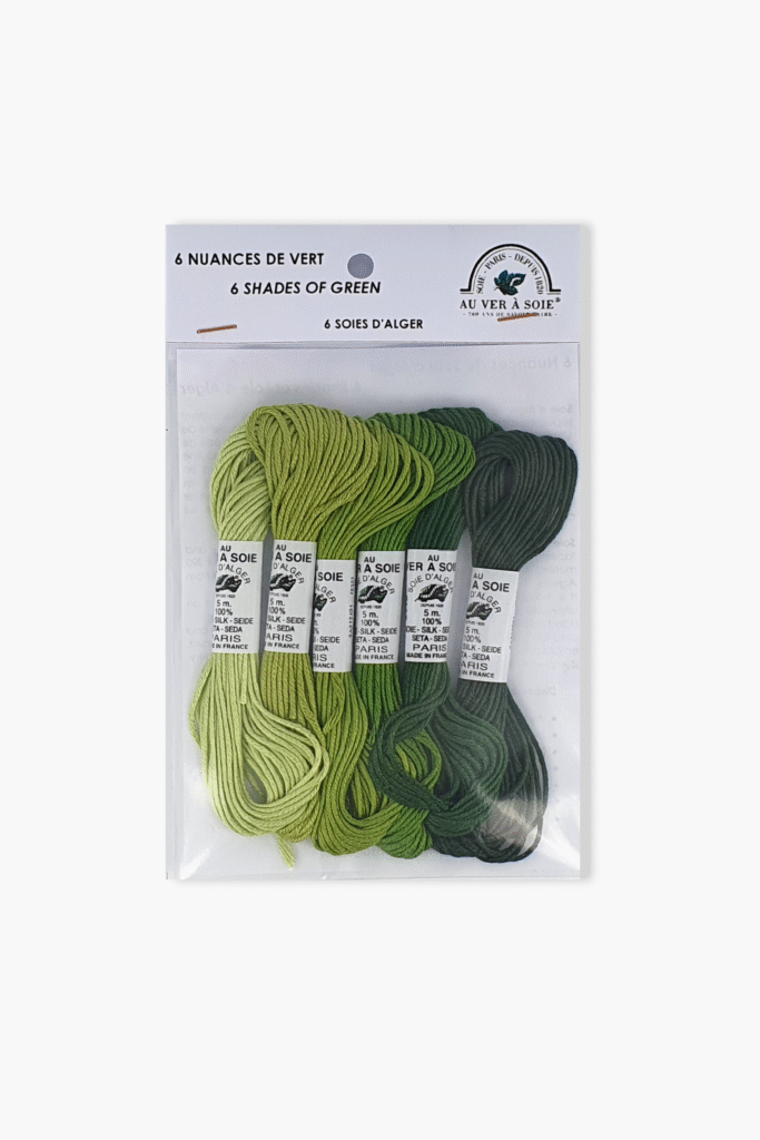Au Ver à Soie Soie d’Alger Paris “Vert” – Pack of 6 Skeins – 100% Silk