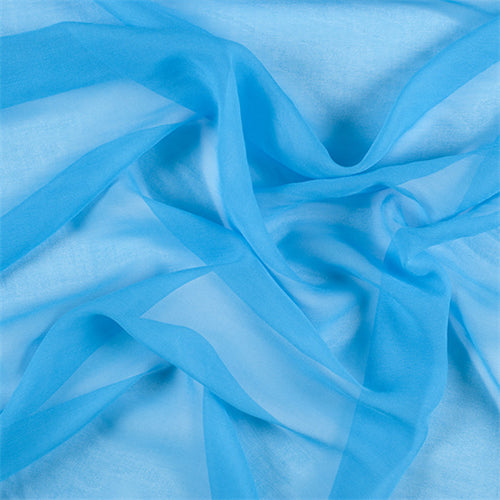 Runway Silks Turquoise Wide Silk Chiffon Fabric - Reorderable