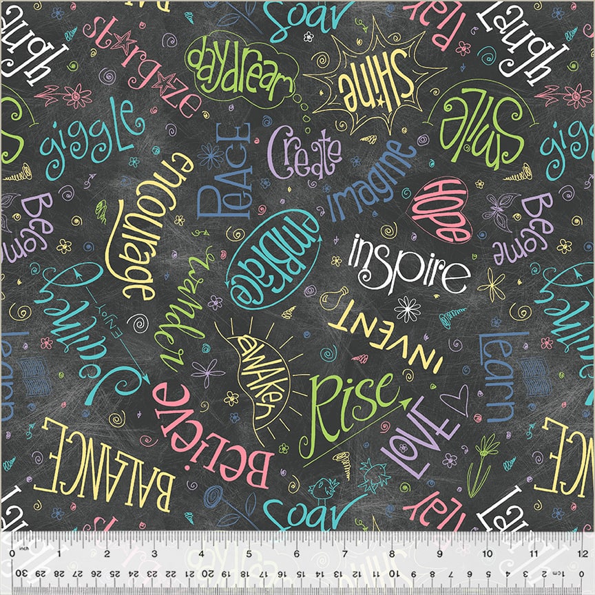 Aspirations Chalkboard 108" Wide Quilt Backing Fabric