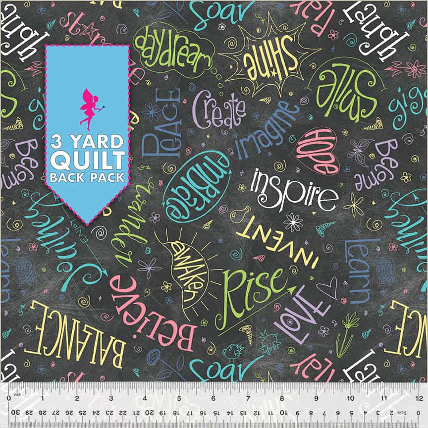 Aspirations Chalkboard 108" Wide 3 Yard Quilt Back Pack