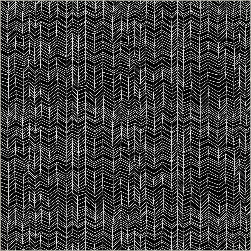 Pen and Petal Black Herringbone Fabric Yardage