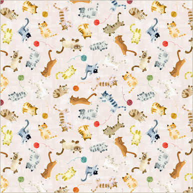Windham Cats Around Town 55001-3 Ivory Playful Companions | SOLD BY THE HALF-YARD