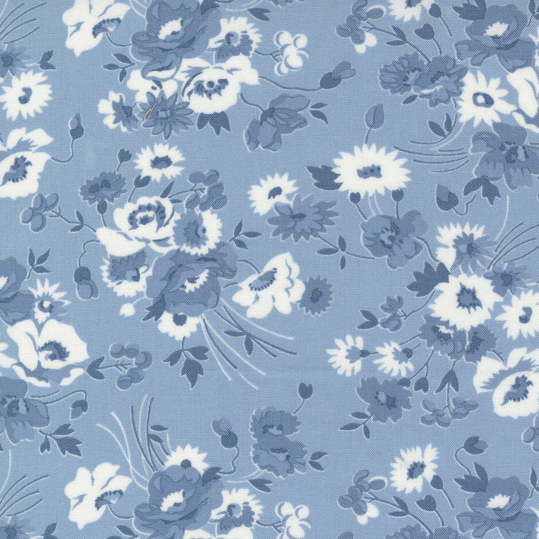 Nantucket Summer Somerset Florals Light Blue M5526024 by Camille Roskelley for Moda fabrics (Sold in 25cm increments)
