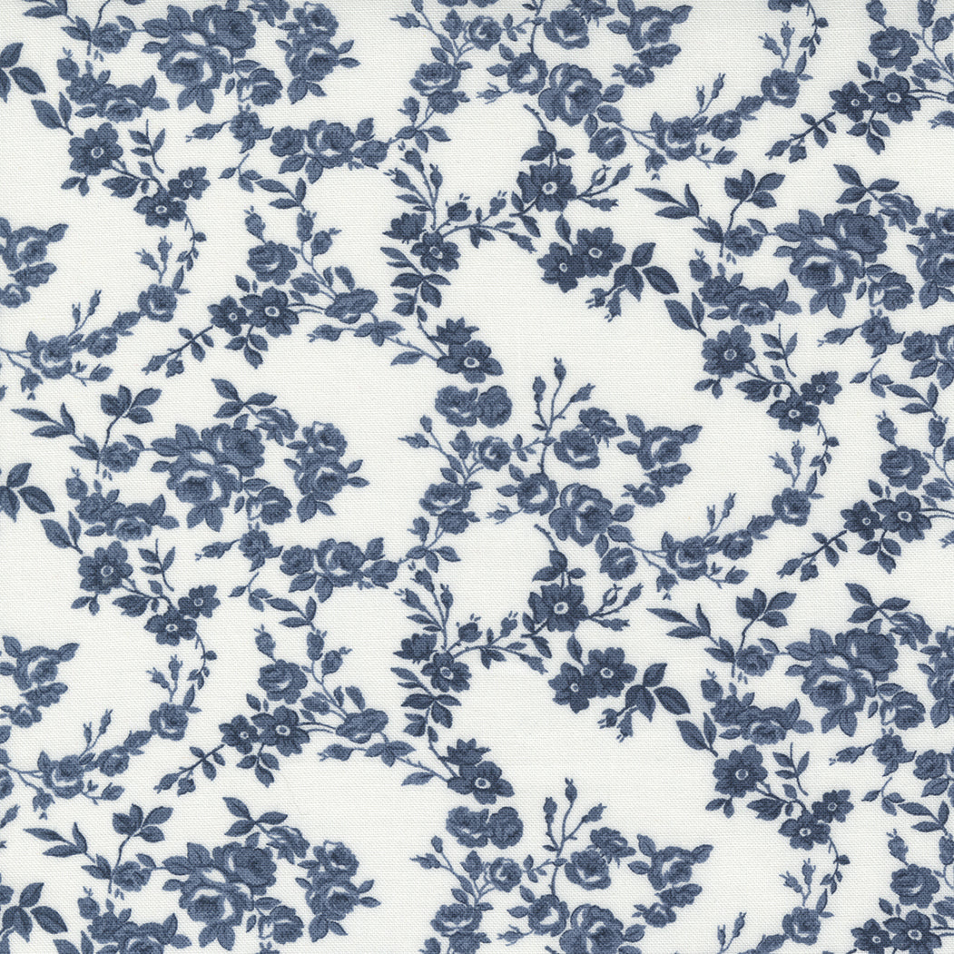 Nantucket Surfside Small Floral Cream Navy M5526323 by Camille Roskelley for Moda fabrics (Sold in 25cm increments)