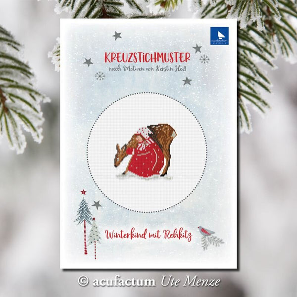 Acufactum Cross Stitch Pattern: Winter Child with Fawn