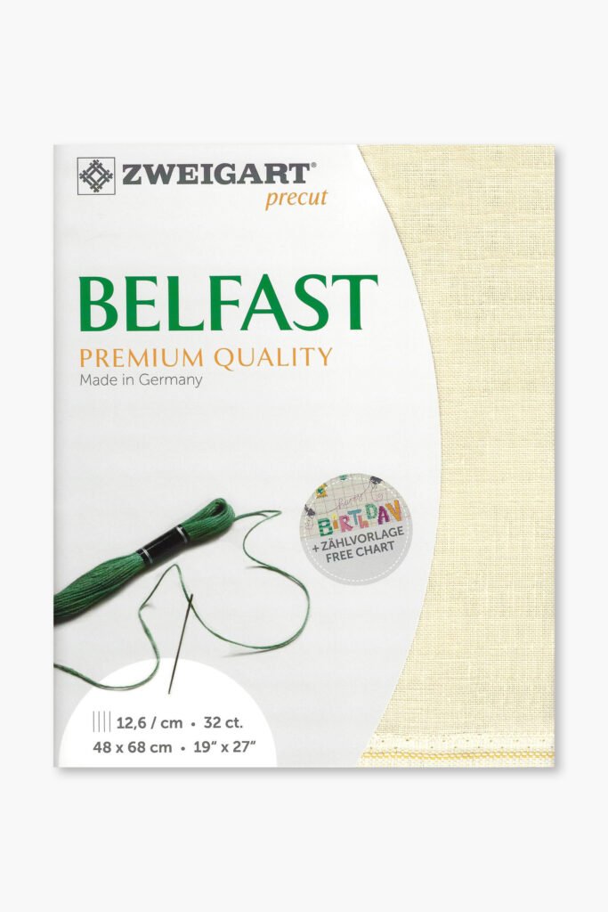 ZWEIGART Belfast 3609 – Precut Linen Fabric 32 Count – Colour 222 – (48 × 68 cm)