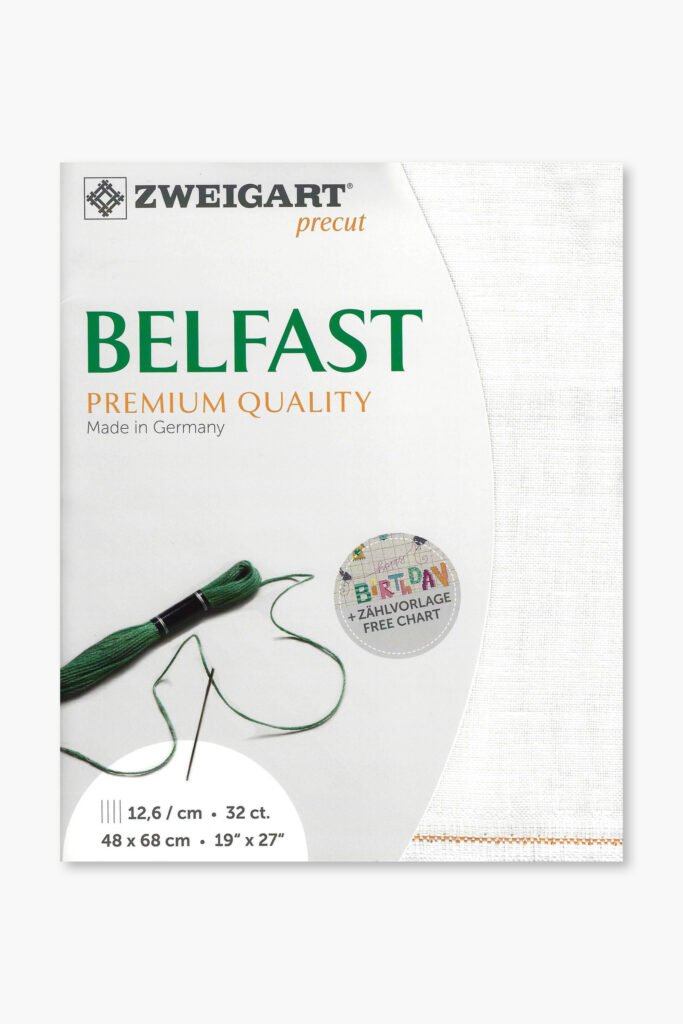 ZWEIGART Belfast 3609 – Precut Linen Fabric 32 Count – Colour 100 – (48 × 68 cm)