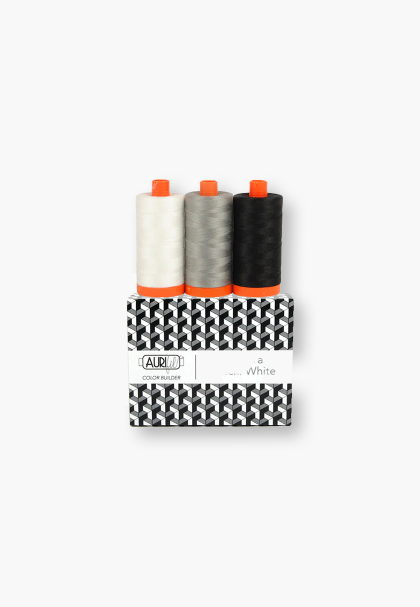 Aurifil Carrara Black & White 50wt 3 Large Spools AC50CP3-012