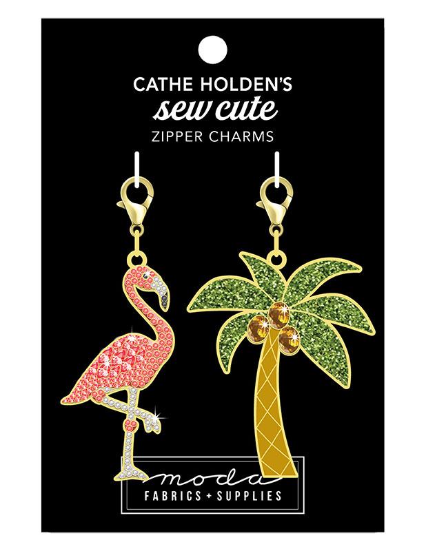 Zipper Pulls-Flamingo Palm 2ct