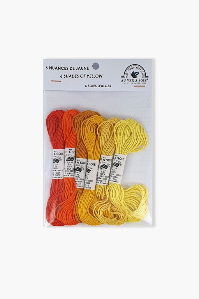 Au Ver à Soie Soie d’Alger Paris “Jaune” – Lot de 6 écheveaux – 100% Soie