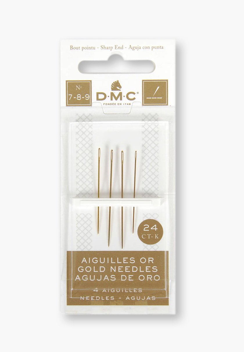 DMC – Gold-Plated Embroidery Needles – Pack of 4 (Sizes 7, 8, 9)