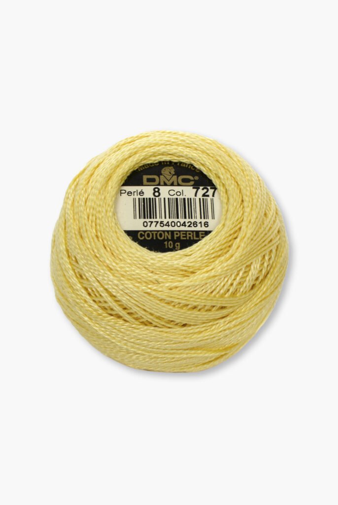 DMC Perlé No. 8 – Couleur 727 – 100% coton – 10 g de fil en pelote
