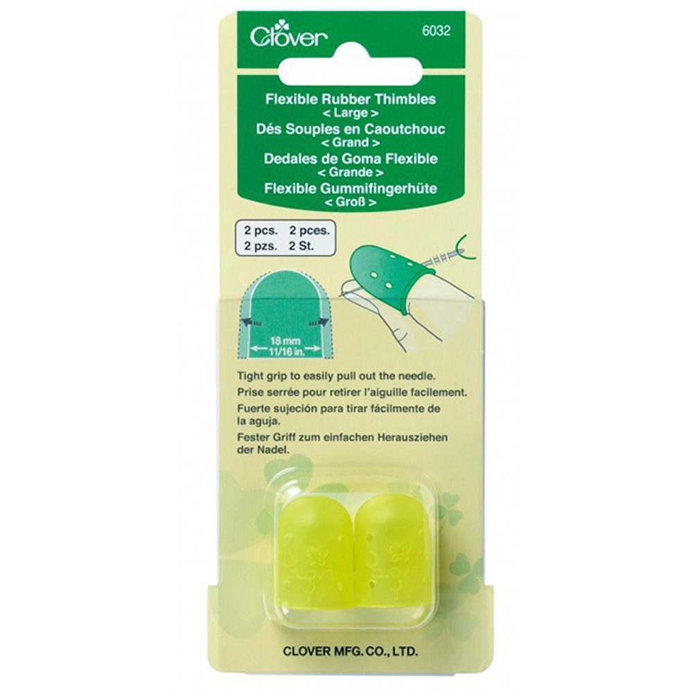 Clover Flexible Rubber Thimbles - Size Large - 2 pack #6032