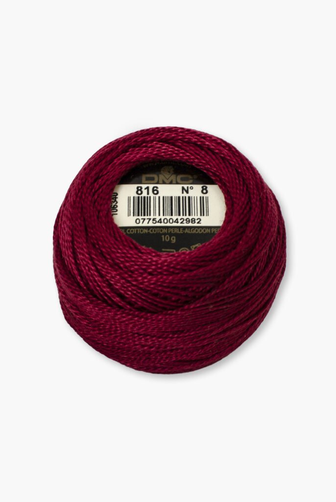 DMC Perlé No. 8 – Color 816 – 100% Cotton – 10 g Thread Ball