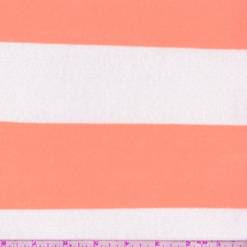 White/Day Glo Orange Stripe Jersey Knit Fabric