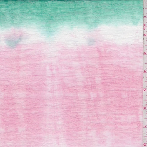 Aqua/Pink/Jade Tie Dye Burnout Jersey Knit Fabric