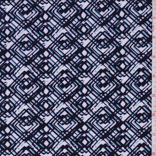 White/Plum/Turquoise Diamond Textured Techno Knit Fabric