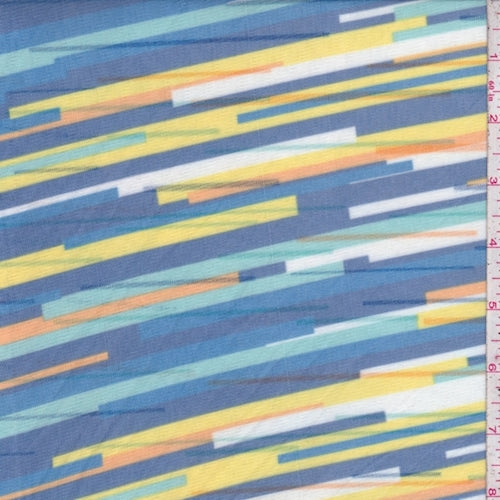 White/Cobalt Multi Pixel Stripe Power Mesh Fabric