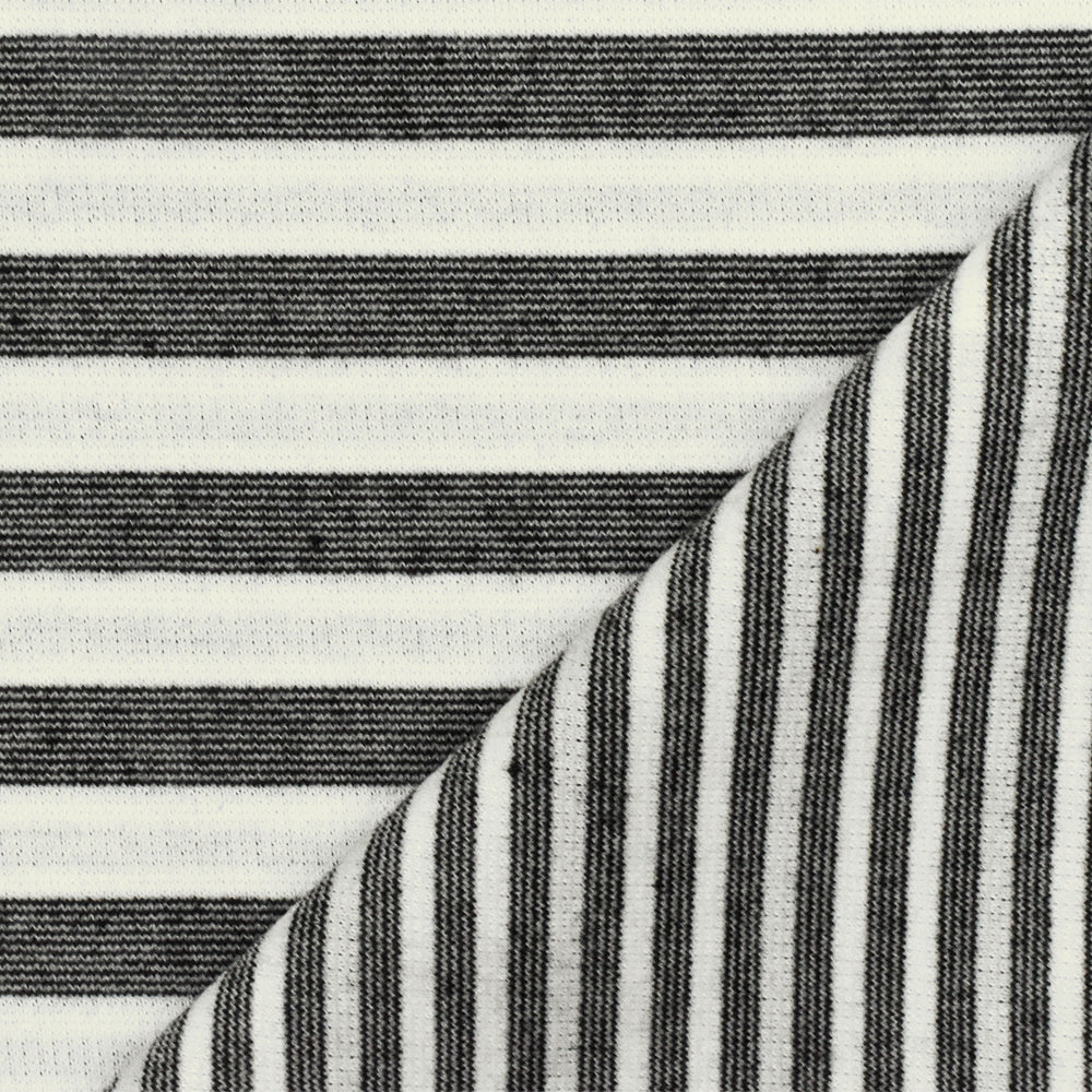 Basic Black-White-Gray Stripe Stretch Double Knit Fabric