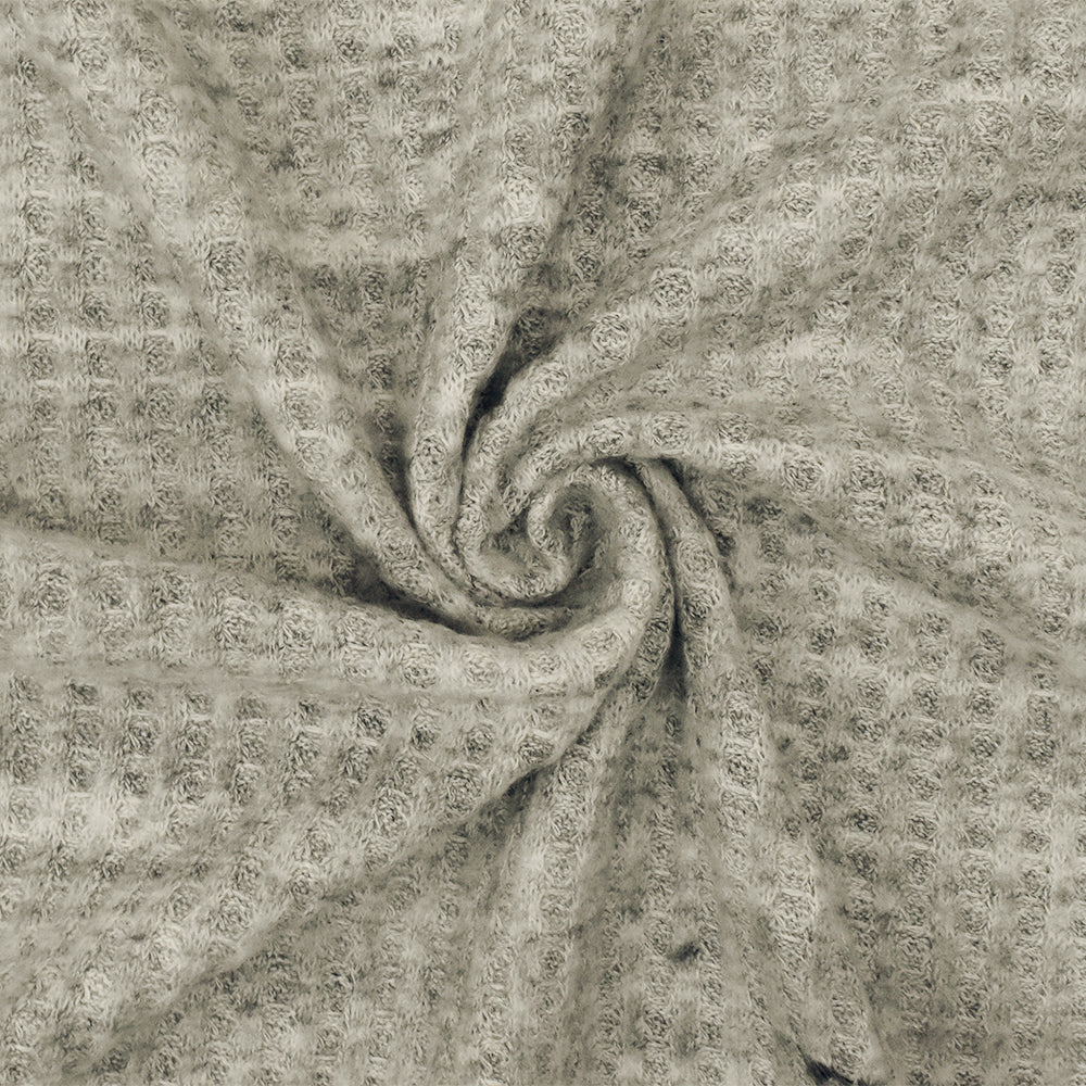 Old Ivory-Black Texture Stretch Brushed Thermal Knit Fabric