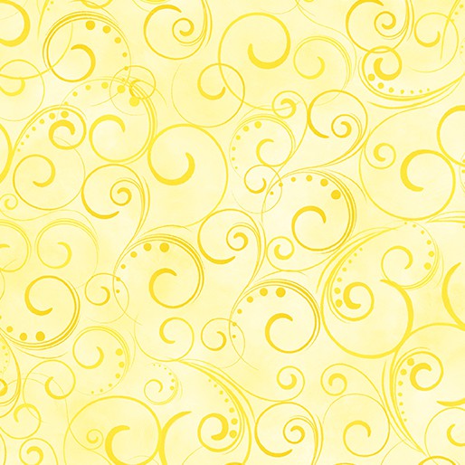 Swirling Splendor Light Yellow 108" Wide Quilt Backing Fabric