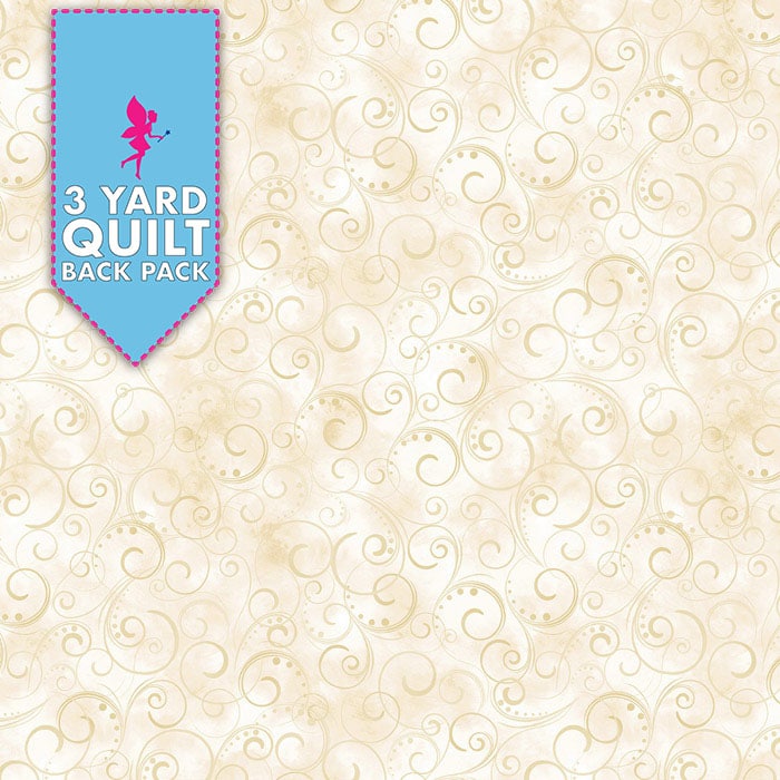 Swirling Splendor Cream 108" Wide 3 Yard Quilt Fabric Back Pack