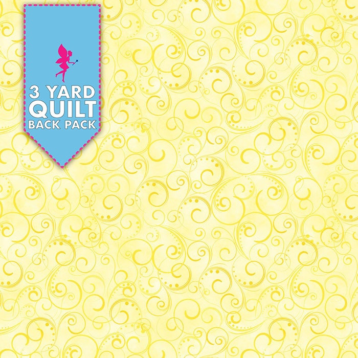 Swirling Splendor Light Yellow 108" Wide 3 Yard Quilt Fabric Back Pack
